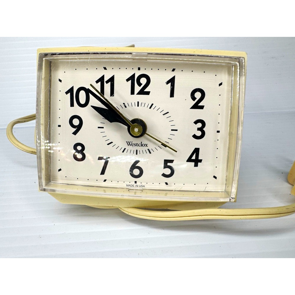 Westclox Electric Alarm Clock Beige Vintage 22090-22540 USA Tested Working